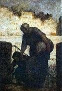 Honore  Daumier Laundress on the Quai d'Anjou oil painting reproduction